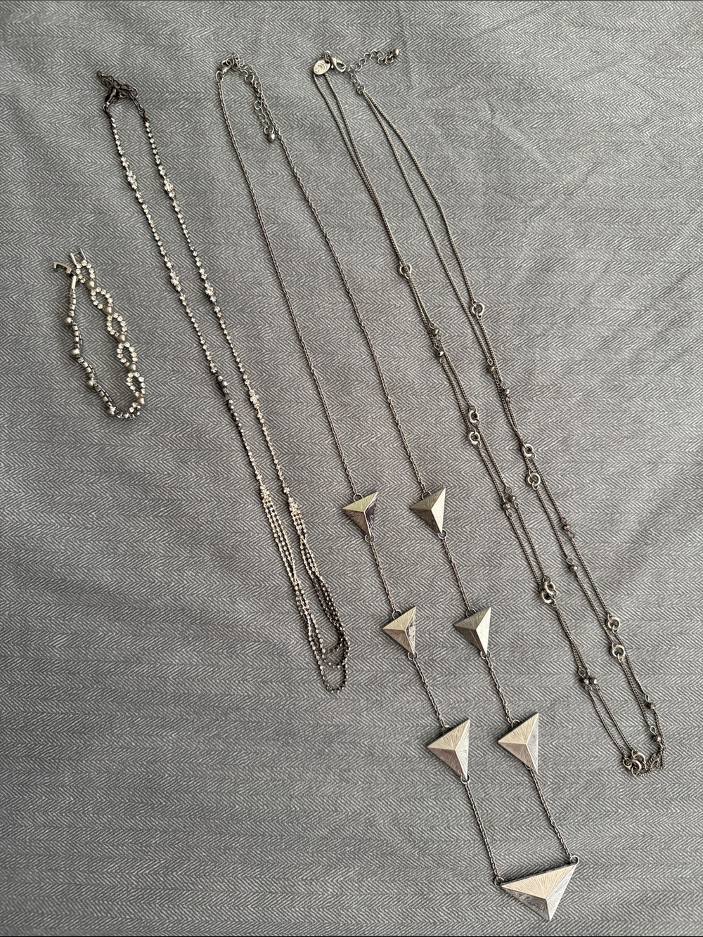 Silver-Tone Geometric Pendant Layered Necklace and a Bracelet